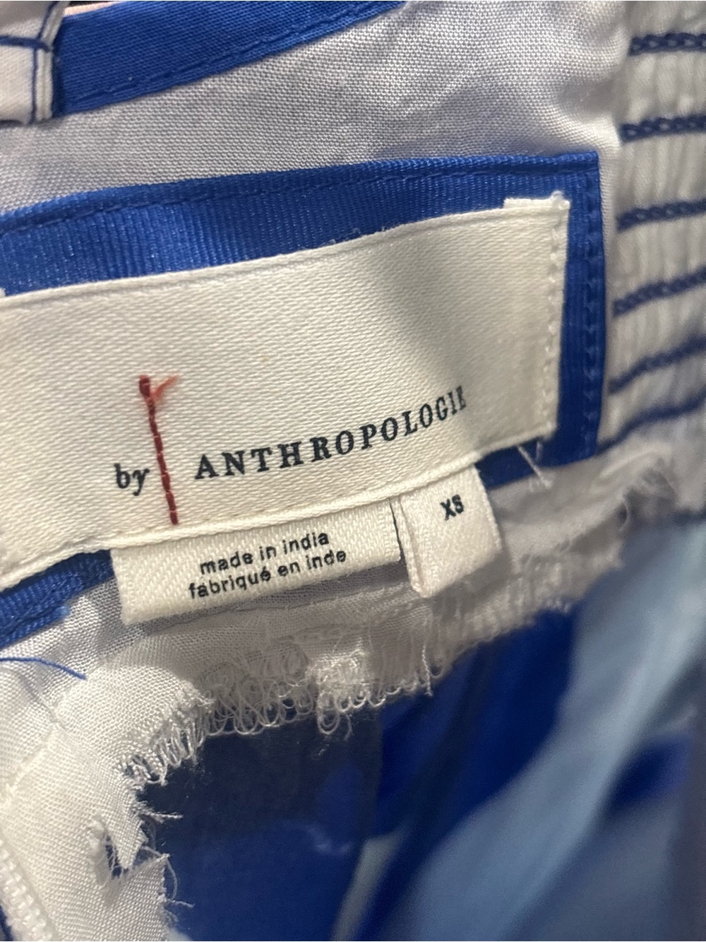 Anthropologie Blue and White Abstract Print Strappy Maxi Dress - Picture 9 of 10